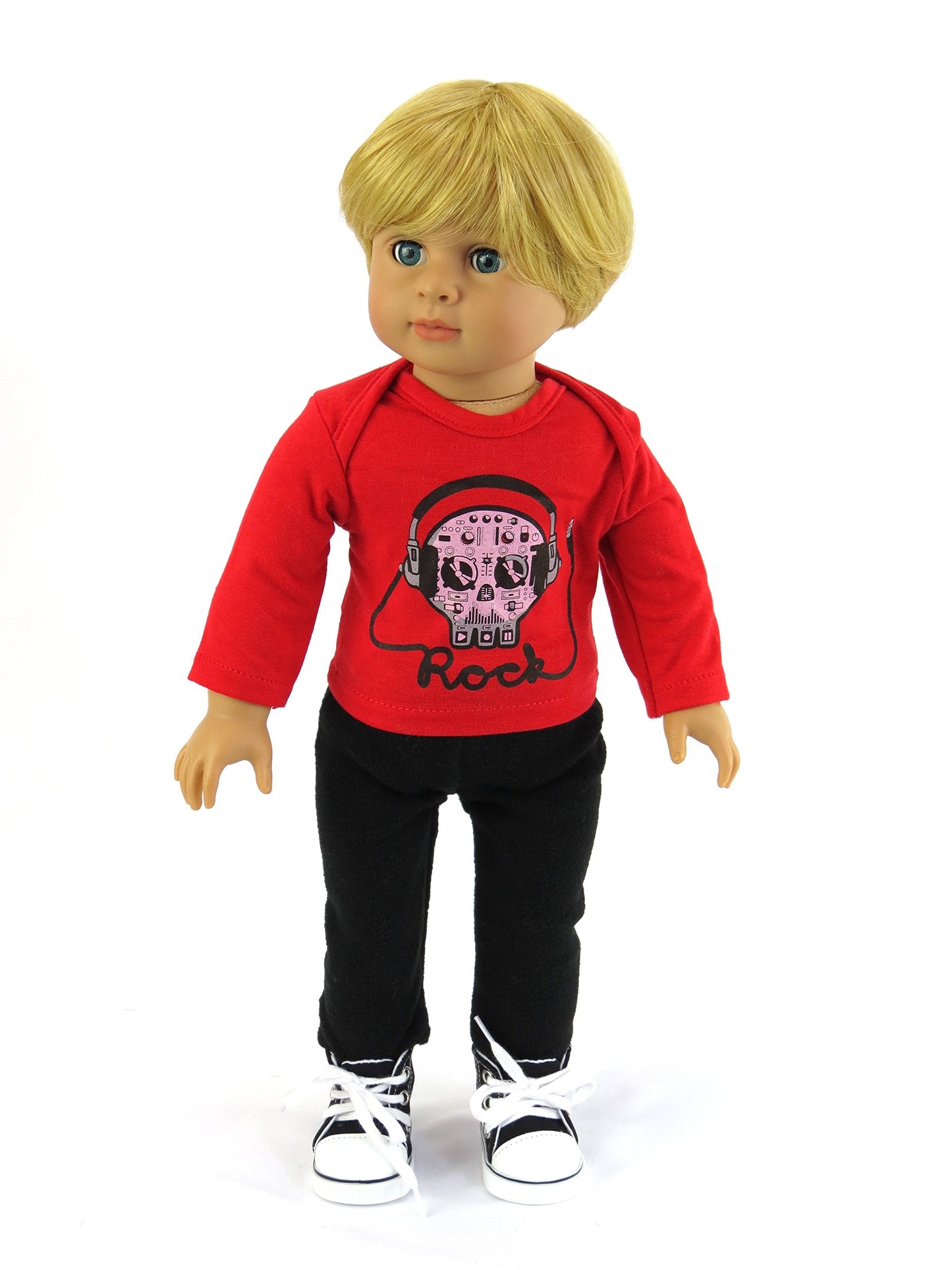American Fashion World Boys Skull 3 Piece Vest and Pants Set for 18-Inch Dolls | enhanced Quality & Trendy Design | Dolls Clothes | Outfit Fashions for Dolls for Popular Brands