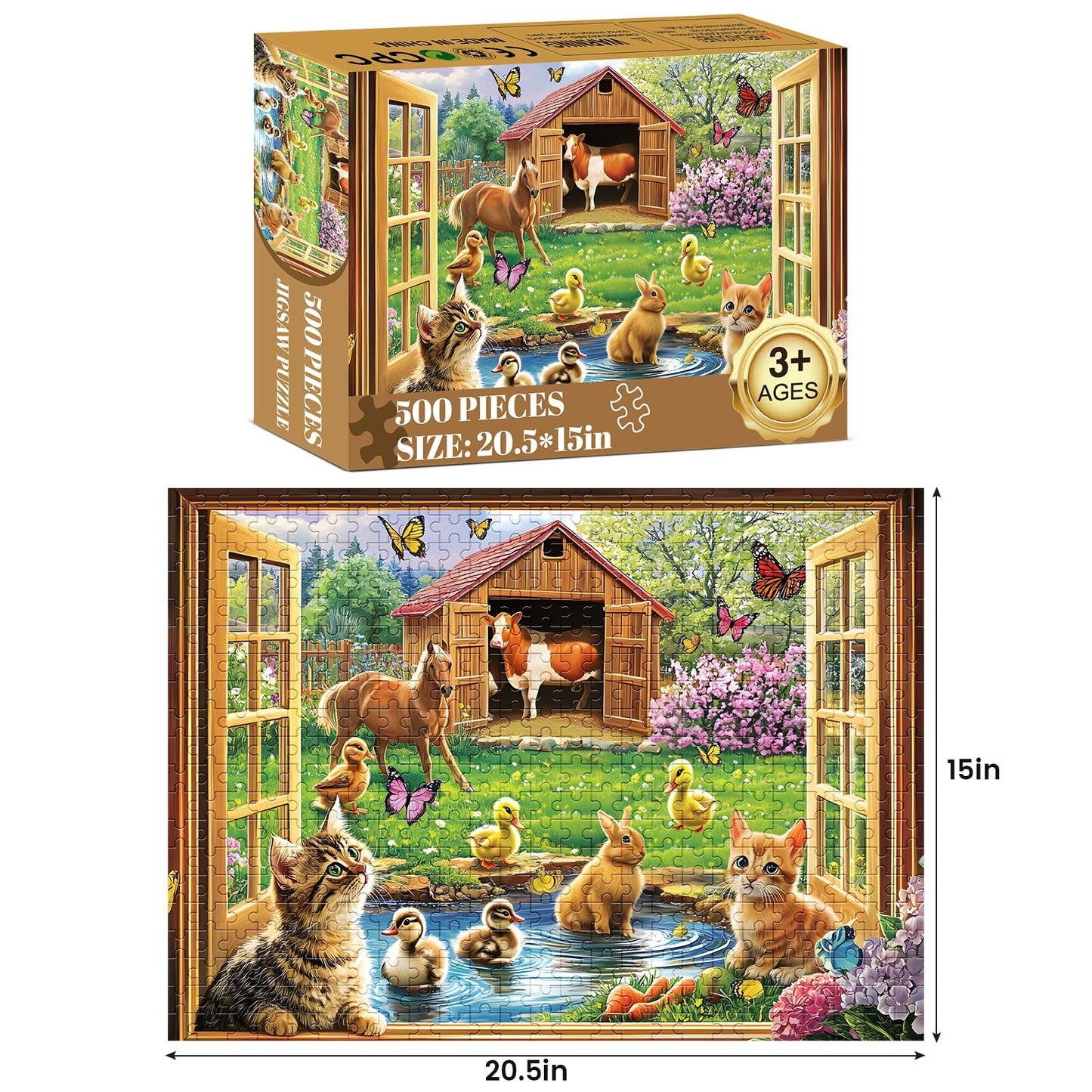 500 Piece Puzzles for mature-themeds Funny Cat Animal Jigsaw Puzzles 500 Pieces mature-themed Puzzles Pet Lover Family Challenging Game Gift for Friends 20.5x15IN