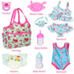 UNICORN ELEMENT 8 Pcs Baby Doll Clothes Set with Diaper Bag, Floral, AGH-1, Textile Materials, Perfect Gift for Kids