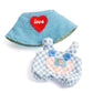 17cm Doll Clothes - Kawaii Chic Style Set for 17cm Dolls  Cute Doll Outfit with Accessories - Blue and White Check Romper + Heart Shaped Blue Hat (NO Doll)