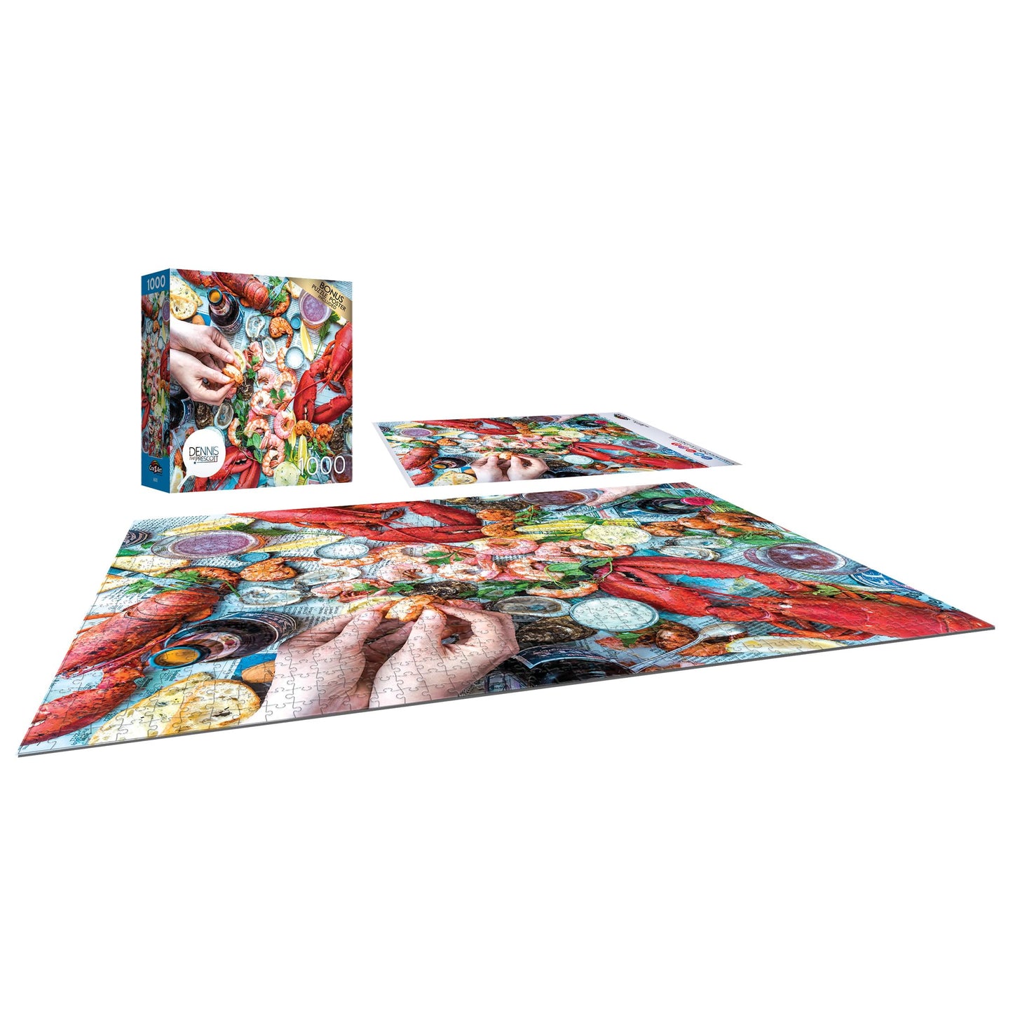 RoseArt 1000 Piece Jigsaw Puzzle - Dennis Prescott Summer Vibe Seafood, Multi-colored, Cardboard, Model 6600ZZE