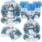 pugipien 144pcs Christmas Paper Plates and Napkins, Winter Snowman Plates and Napkins Disposable Dinnerware Kit for Winter Chris