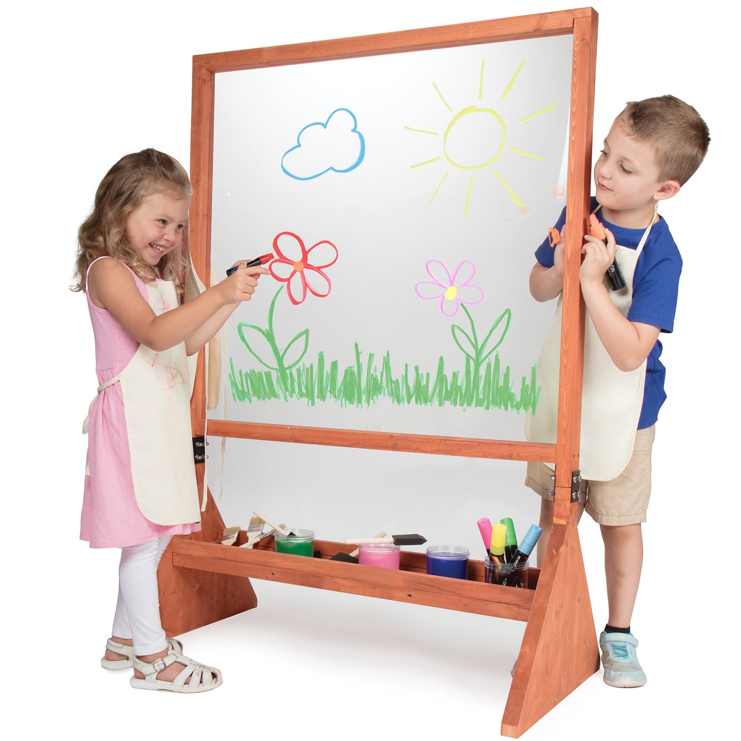 Double Sided Giant Indoor/Outdoor Plexiglass Art Easel (21 x 36 x 51 in) - Easy to Clean, Kids Draw or Paint On Both Sides, Fun 