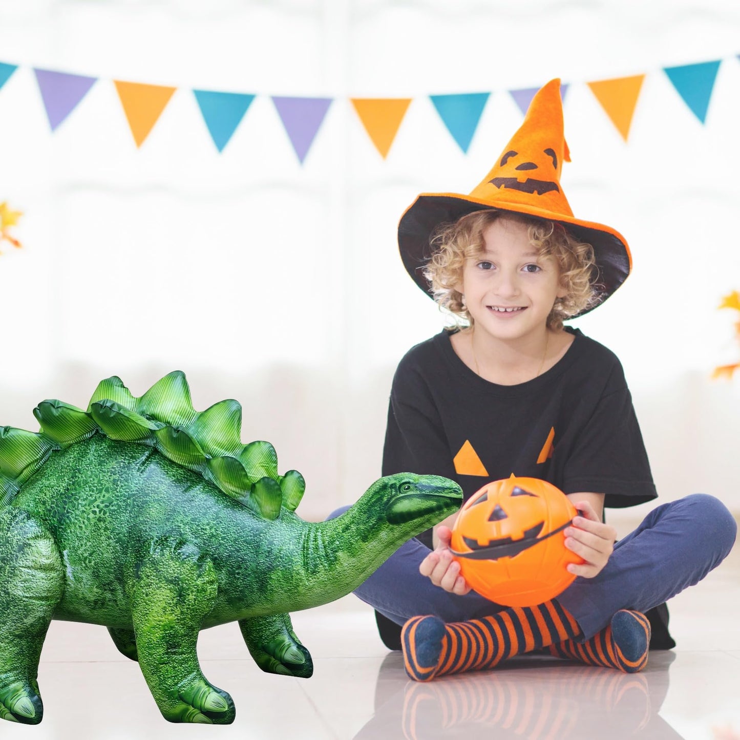 Jet Creations Inflatable Stegosaurus Toy - 20" Tall, 46" Long, Emerald Green, PVC, Jurassic Theme Garden Decor