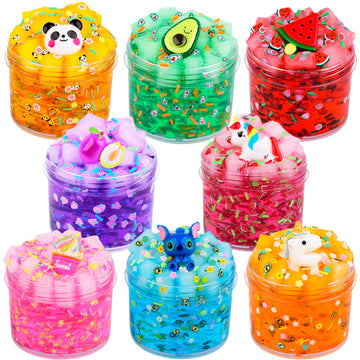 8 Jelly Cube Crunchy Slime, With Slime Fun Accessories, Soft And Non-Sticky, Diy Educational Stress Relief Toys For Girl And Boy