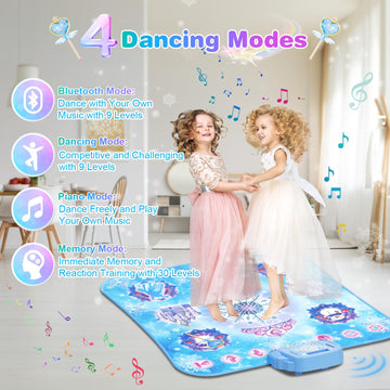 Dance Mat, 2024 8-Button Frozen Dance Pad With Wireless Bluetooth, Upgraded Flowing Light Control System With Stands, Princess T