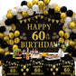 Trgowaul 60Th Birthday Decorations Men Women - Black Gold Happy 60 Birthday Backdrop Banner, 2 Pcs Happy Birthday Tablecloth, 60