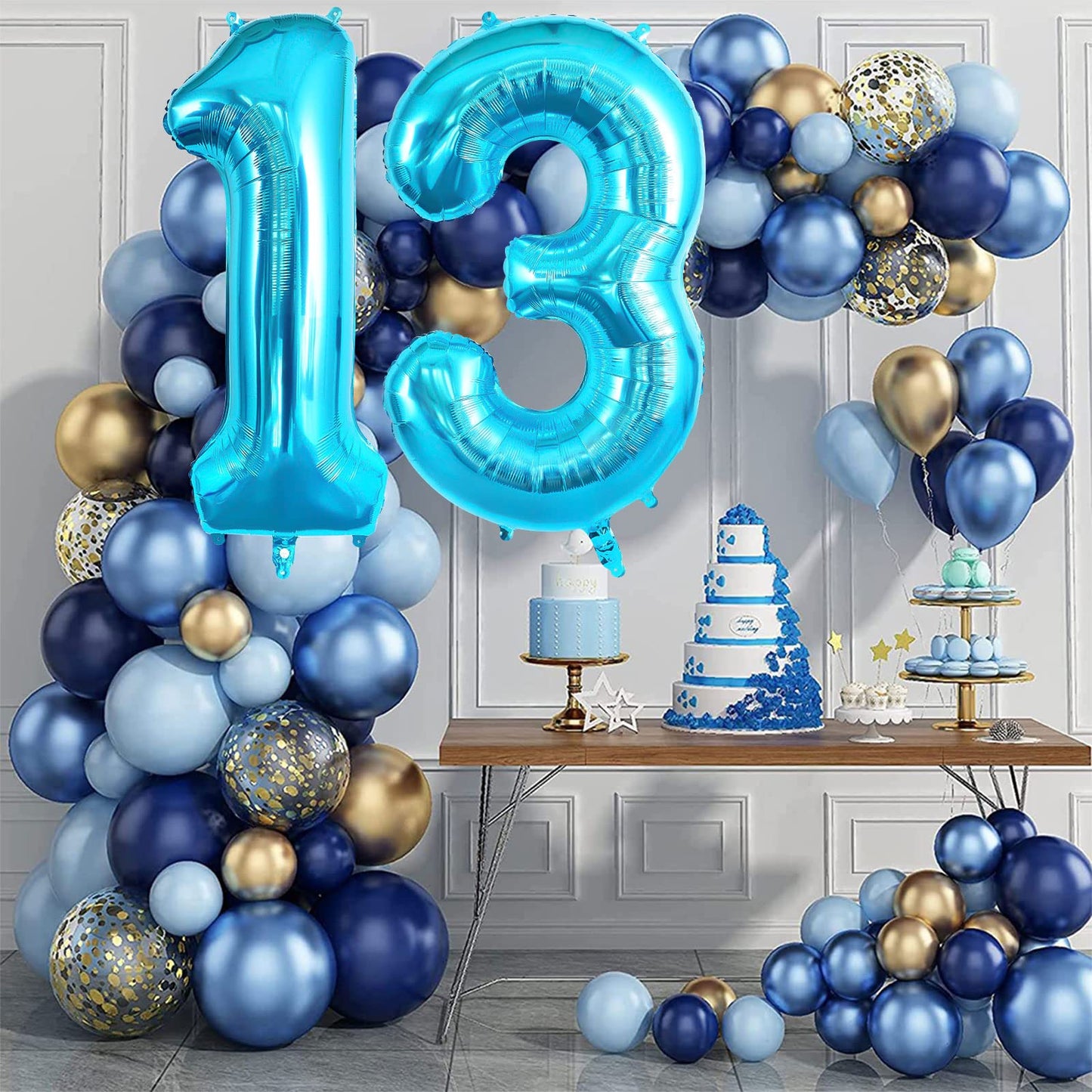 Blue 13 Balloon Numbers, Large 13 Or 31 Foil Balloons, Big Number Balloons 40 Inch For 13Th / 31St Birthday Party And Anniversar