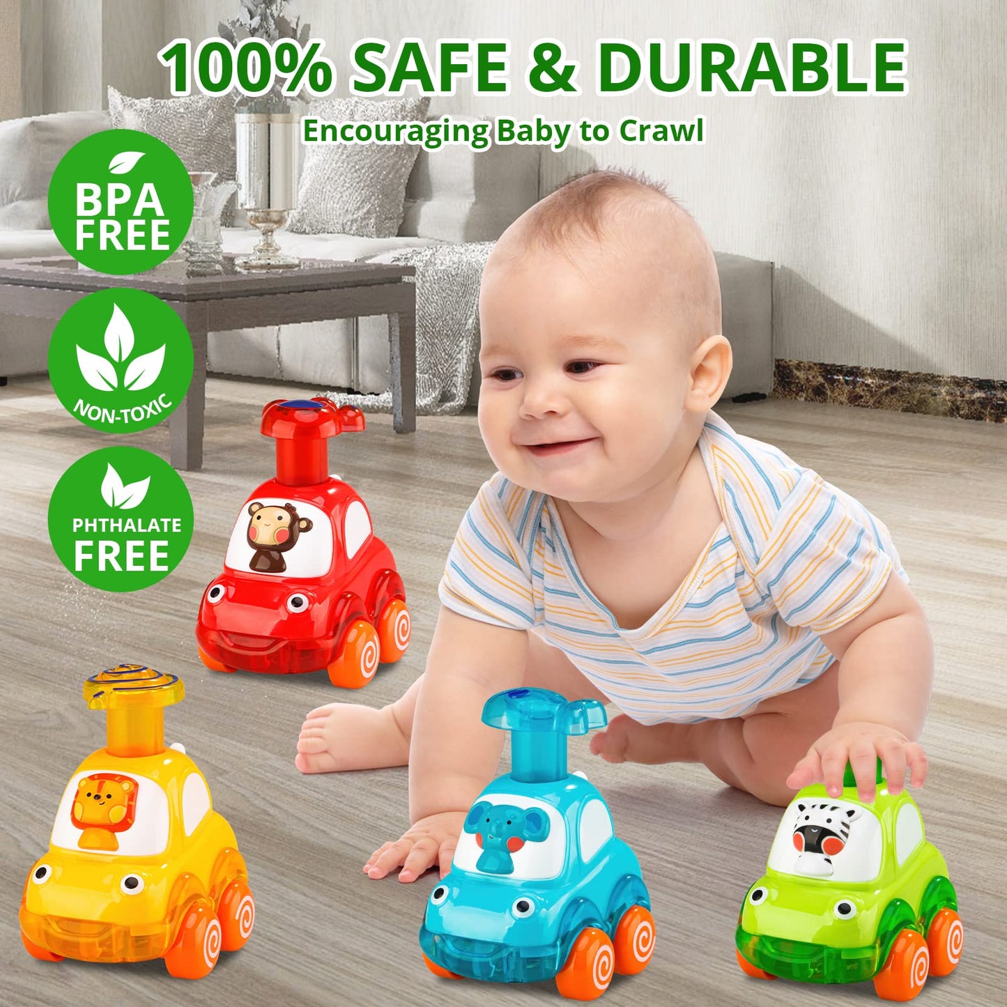 Wdebay 4 Pcs Inertia Animal Car Toys For 1 Year Old Boy And Girl|Toddler Toys Age 1-2|1 Year Old Boy Gifts For 1St Birthday|Baby