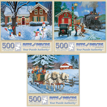 Bits And Pieces - Value Set Of Three (3) 500 Piece Jigsaw Puzzles For Adults - Puzzles Measure 18''X24'' - Greeters, Family Slei