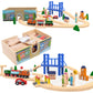 Orbrium 52 Pcs Deluxe Wooden Train Set With Wooden Storage Box Tunnel Compatible With Thomas, Brio, Melissa (Wooden Box - 52 Pcs Train Set)