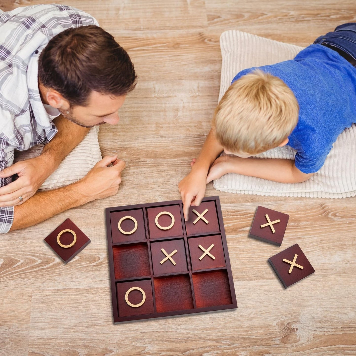 Juvale 9.5-Inch Wooden Tic Tac Toe Game, Decorative Coffee Table Games For Adults And Family Activities