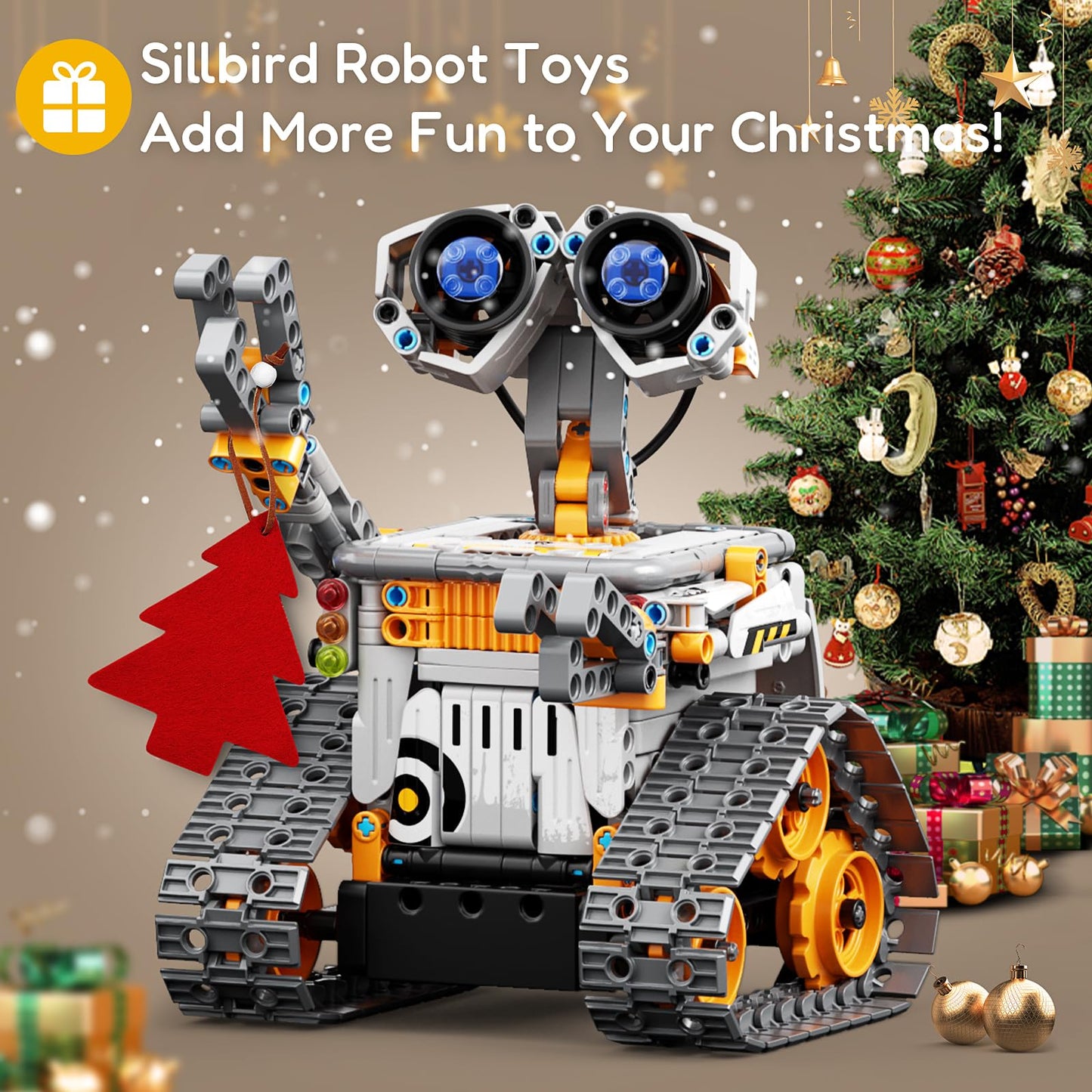 Sillbird Robot Building Kit With Remote Control Stem Gifts For Kids Boys Age 8-12, Coding Technic Robotics Toy For Birthday - Buildable 5In1 Models With 488 Pieces - Orange
