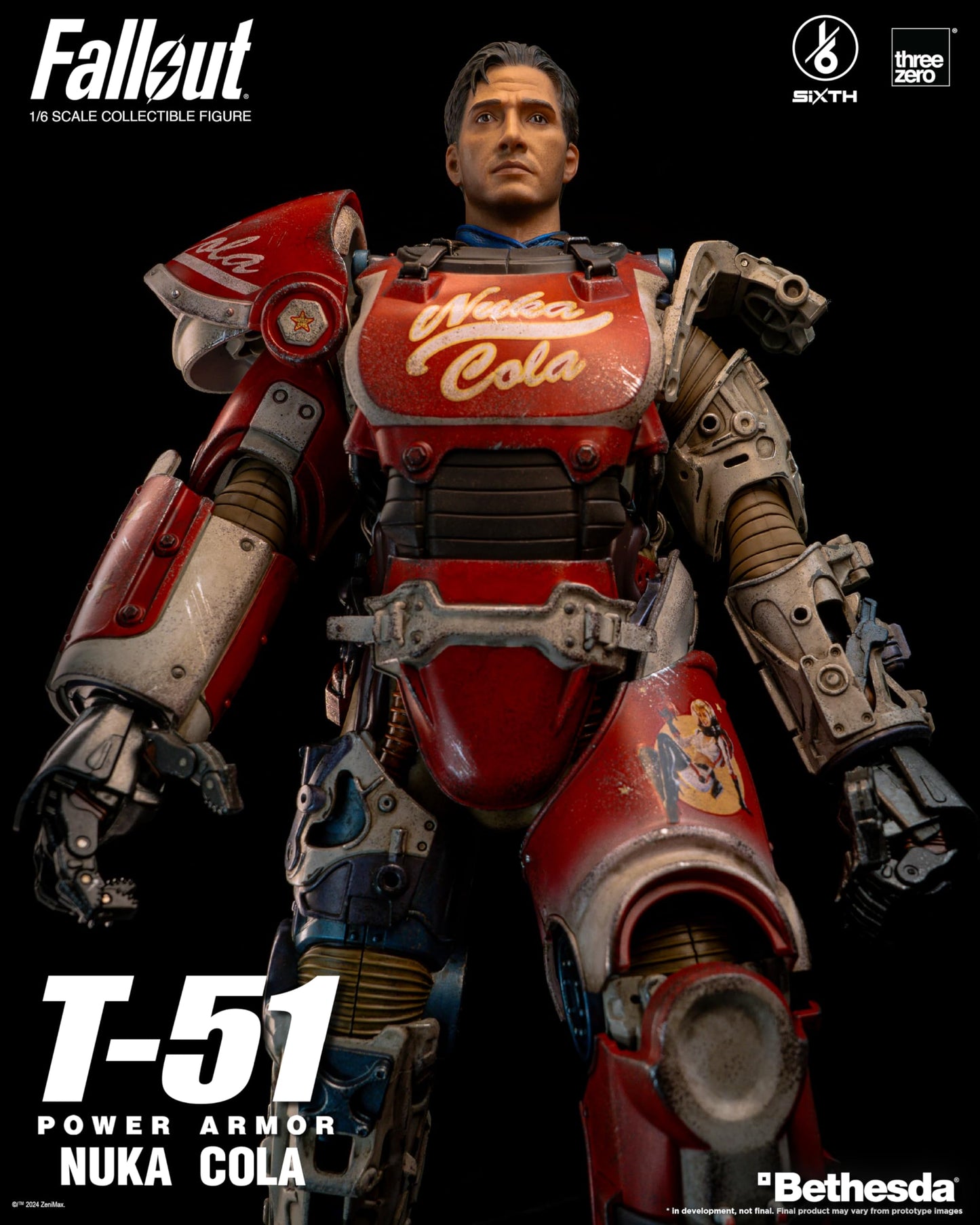 threezero Fallout T-51 Nuka Cola Power Armor Action Figure 1/6 Scale 14.5" Multicolor Model 3Z07730W0