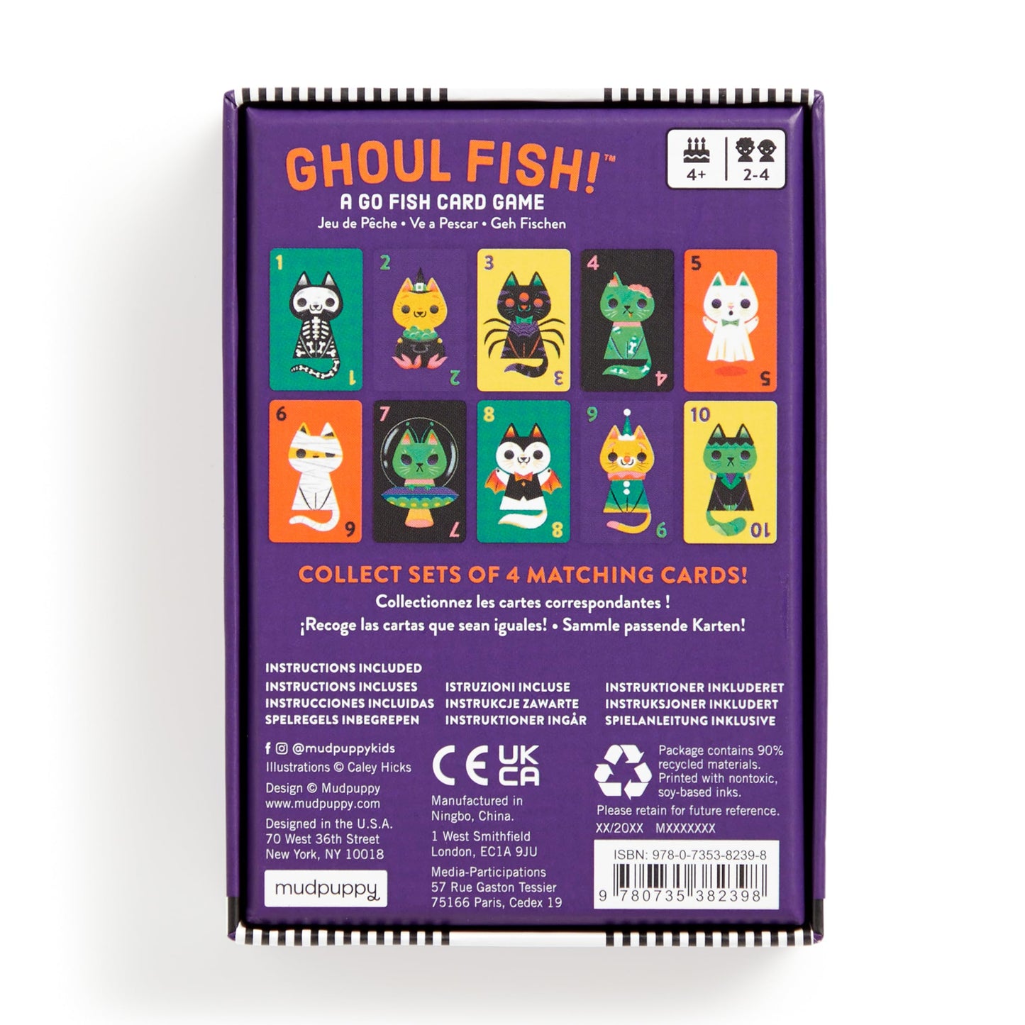 Mudpuppy Ghoul Fish! - A Spooky Ghost Cat Version of Classic Kids Go Fish Card Game with Color Matching and Pattern Recognition