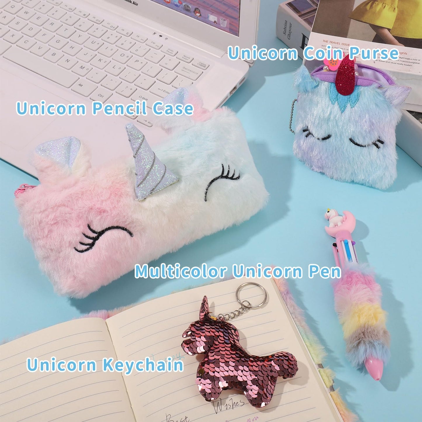 Auidy_6Txd Unicorn Diary Gifts For Girls, Unicorn Plush Diary With Lock And Keys, Unicorn Fuzzy Notebook Fuzzy Journal For Girls