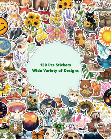 Aowdiao 150 Pcs Aesthetic Stickers Pack - Waterproof, Durable Designs For Teens, Kids, And Adults - Ideal For Parties, Gifts, An