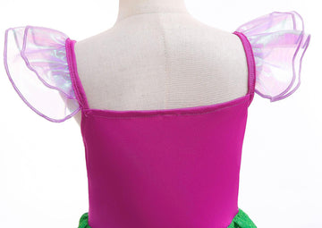 Huutiomys Little Girl Luxury Mermaid Costume Princess Dress For Girls With Accessories (Green, 8-9 Years)