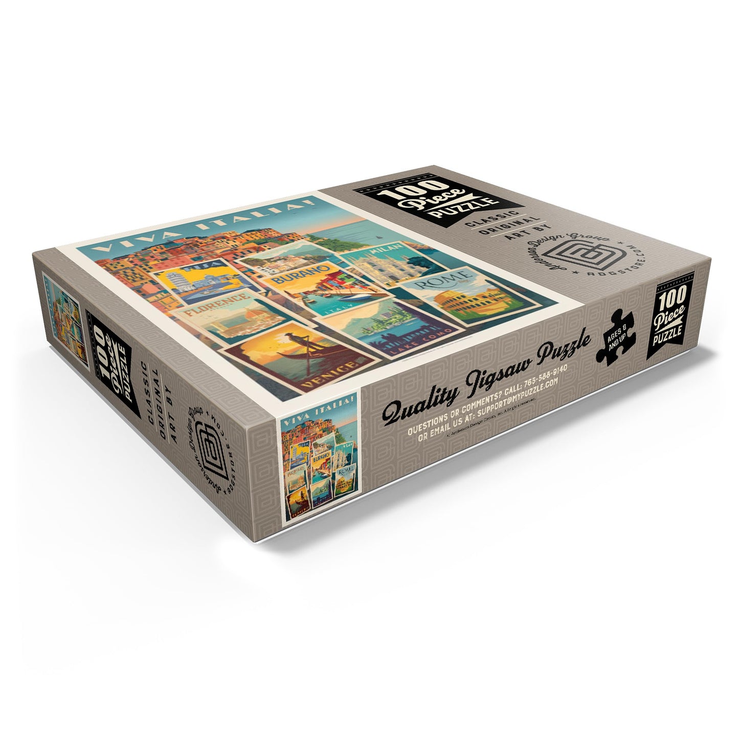 MyPuzzle.com 100 Piece Jigsaw Puzzle - Vintage Italy Collage, Colorful Cardboard, Model 64184ba988c9e96eb2c24e65