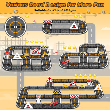 Magnetic Tiles, Magnetic Blocks Engineering Construction Vehicle Road Set, Toddler Toys For 3 4 5 Year Old Boys Girls Montessori Preschool Classroom Must Haves Stem Educational Kids Toys Birthday Gift