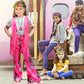 Xonyicos 8 Pcs Girls Kids 60S 70S Hippie Costume Disco Outfits Fringe Vest Boho Bell Bottoms Hippie Outfits Accessories Set (Pin