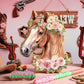 Pajean Horse Piata Decoration Cowgirl Western Piata with Stick Blindfold Photo Prop Gift Holder for Girls Kids Bridal Shower Bir