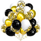Aule Metallic Gold And Premium Latex Black White Balloons 60 Pack 12Inches And Black Gold Confetti Balloons With Gold Ribbons Se