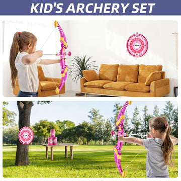 Niplooow Kids Bow And Arrow Set, Led Light Up Archery Toy Set With 10 Suction Cup Arrows,Target & Arrow Quiver, Bow And Arrows S