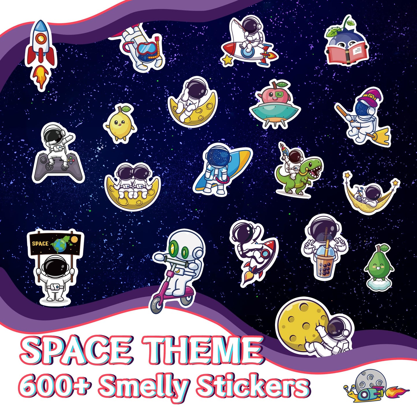 Tageenla Smelly Stickers For Kids, 600+ Scratch And Sniff Stickers, 36 Sheets Scented Stickers, Fun Space Sticker Sheets For Stu