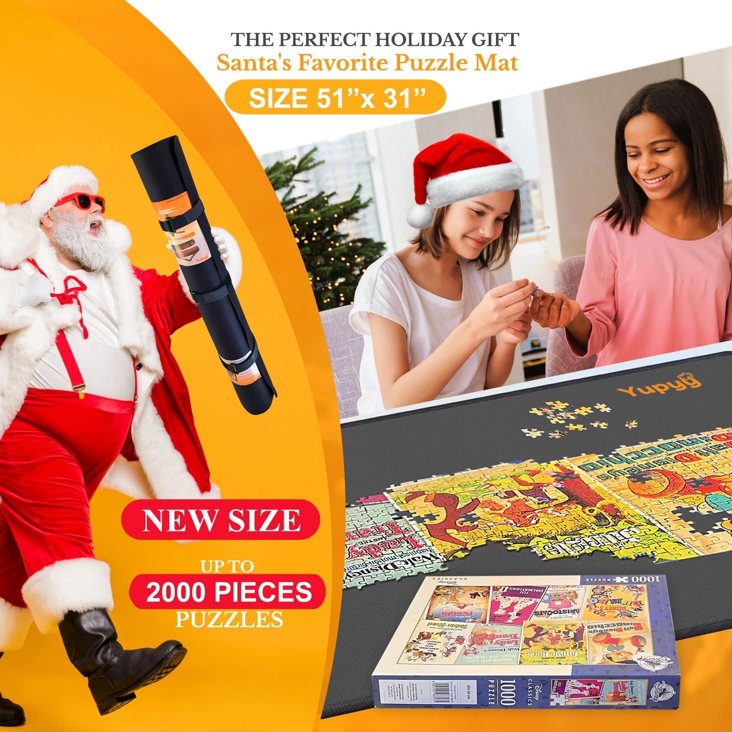 Puzzle Mat Jigsaw Puzzle Mat And 3 Puzzle Trays, Puzzle Mat Roll Up 51”X31”, Portable Large Puzzle Mat Organizer Up To 2000 Pcs, No Creases To Your Finished And Unfinished Puzzles, Rubber Puzzle Mats