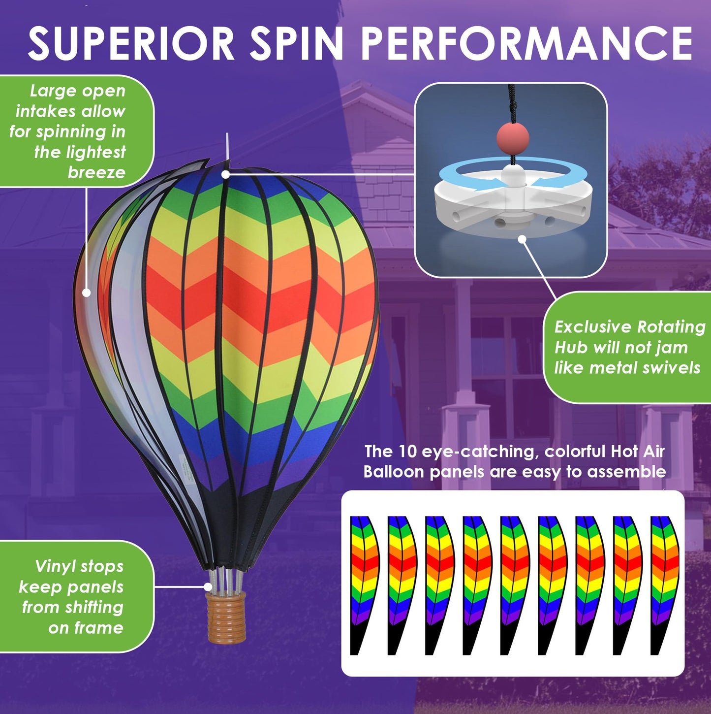22 in. Hot Air Balloon - Double Chevron Rainbow
