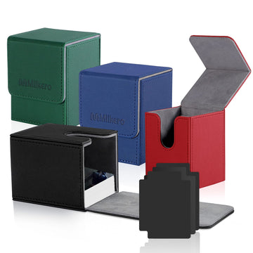 Mlikero 4 Pack Card Deck Box, Commander Deck Box Holds 400+ Single Sleeved Cards With 4 Dividers, Leather Magnetic Card Box Fit For Mtg, Tcg (4 Colors)