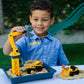 Cat Construction Toys, Dig N' Build Dirt Playset With 12 Oz Of Dirt Compound, 2 Little Machine Vehicles, Crane, Molds, And Storage Tray, Indoor/Outdoor Play For Kids Ages 3+