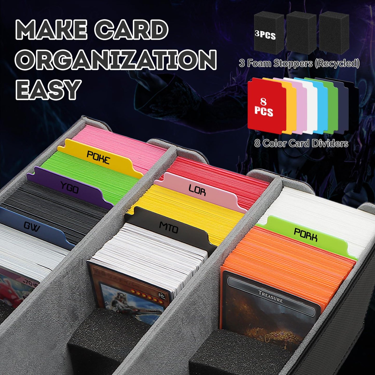 Qlouni Card Storage Box For Trading Cards, 2100+ Card Deck Case With Pu Leather And Magnetic Closure, Tcg Storage Box, Suitable