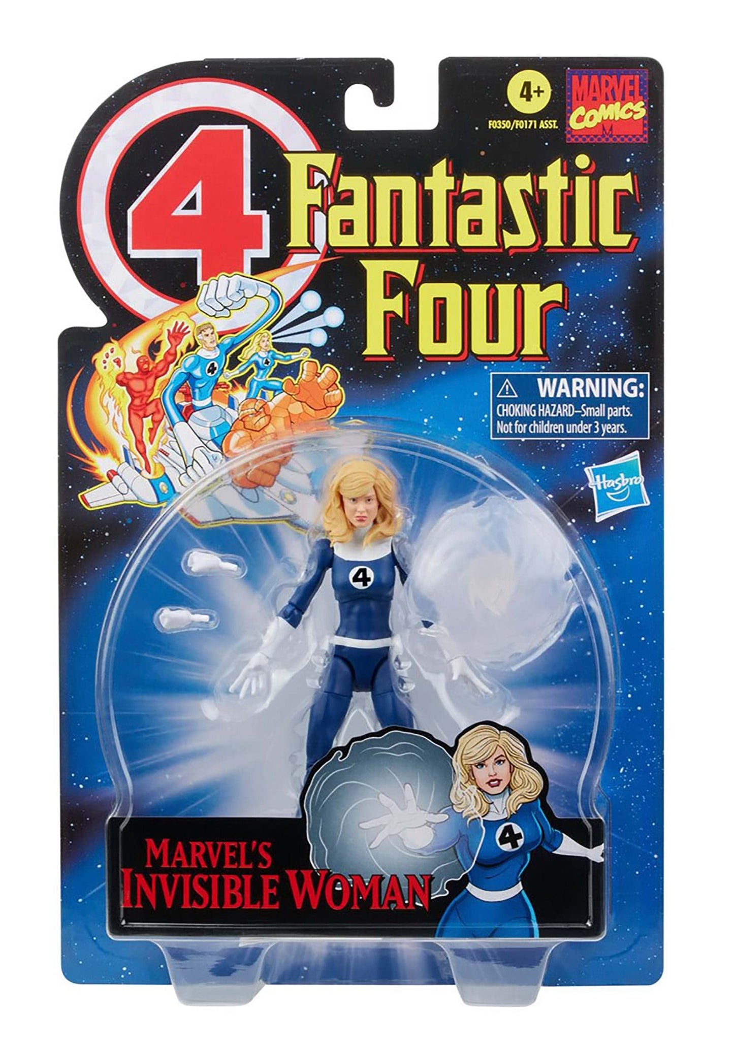 Marvel Legends Series Retro Fantastic Four Marvel's Invisible Woman 6-inch Action Figure Toy  Includes 3 Accessories   Blue