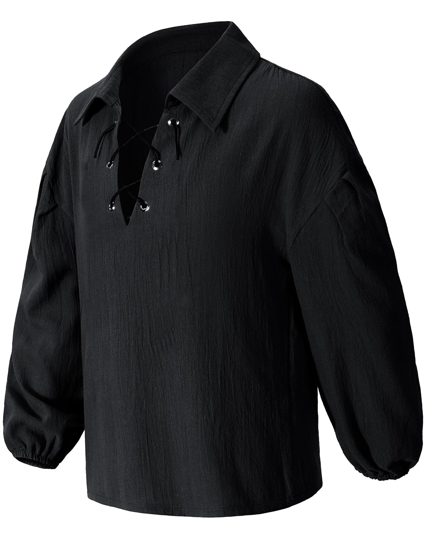 Kids Medieval Viking Pirate Renaissance Retro Costume Shirt For Boys Halloween Party Cosplay 10-12 Years Black