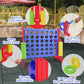 Elevon Giant 4-To-Score Game Set, 4-In-A-Row Jumbo W/Basketball Hoop, Ring Toss, 42 Jumbo Rings & Quick-Release Slide, 2.75Ft Ta
