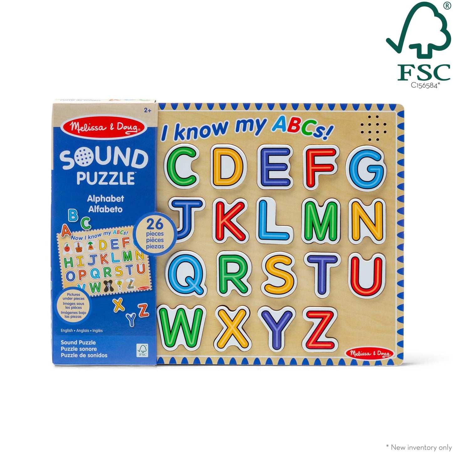 Melissa & Doug Wooden Alphabet Sound Puzzle - Wooden Puzzle With Sound Effects (26 Pcs) - Fsc Certified