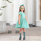 Raberto Kids 50s Costume - 1950s Dress for Girls, Ice Cream Polka Dot Dress with Headband, Glasses and Socks, Large, Green