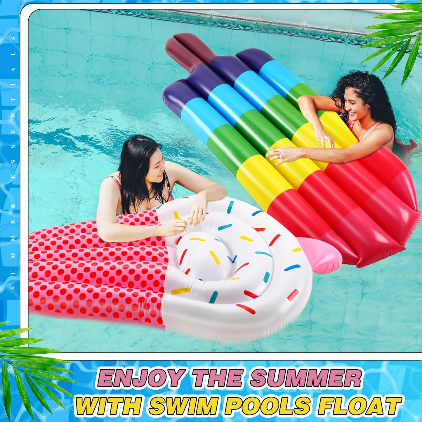 Libima 2 Pcs Giant Pool Floats Large Fruit Food Float Inflatable Pineapple Eggplant Watermelon Ice Lolly Cupcake Pizza Hot Dog R