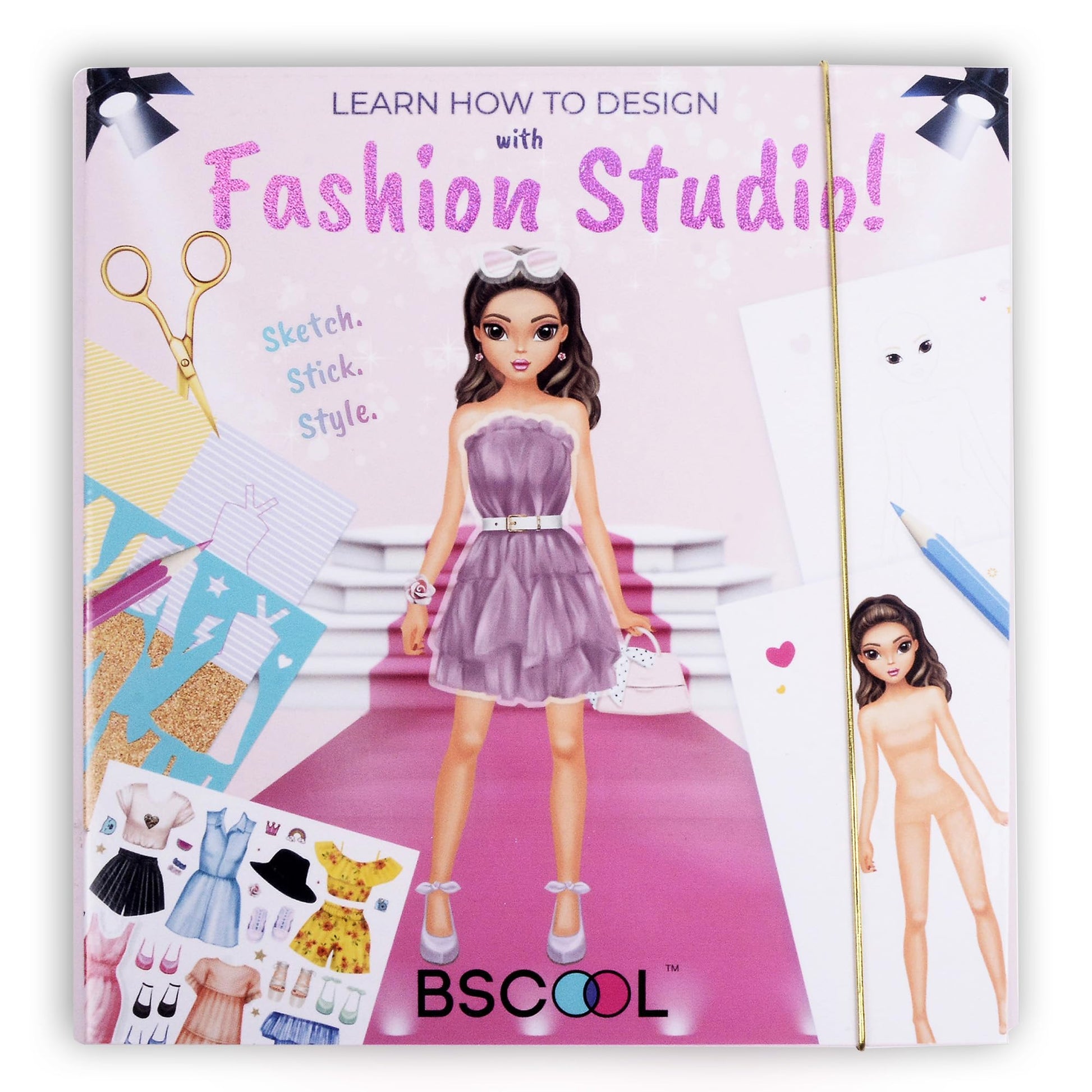 BSCOOL Fashion Studio Drawing, Coloring & Little Designer Creativity Book for Kids 4 and Up with Stickers, Stencils, Textures - 