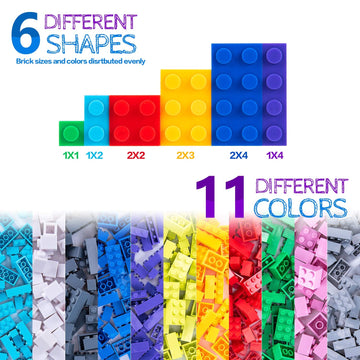 Anksono Building Bricks 1000 Pieces Bulk Toys Kids Building Blocks Compatible With All Major Brands- Accessories With Wheels Tir