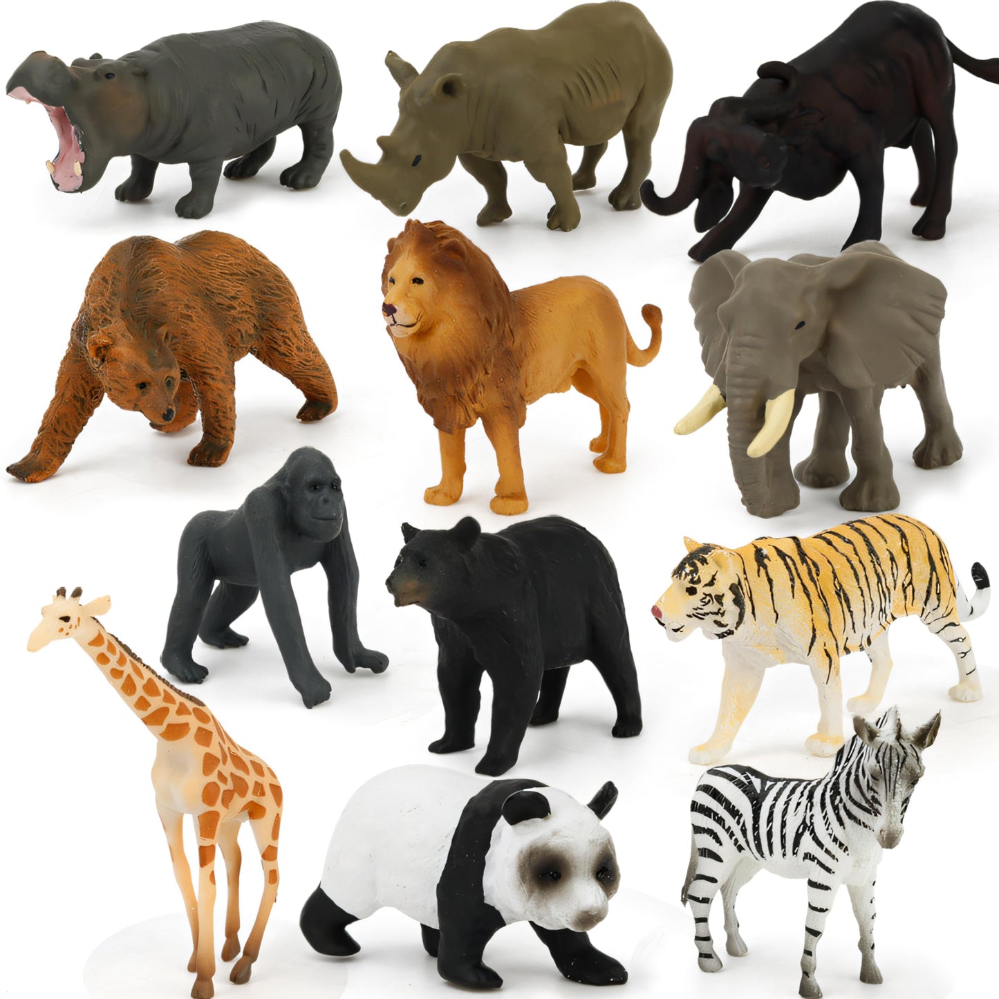 12 Preschool Science Toys - Educational Materials With Animal Matching Models Flash Cards, Animal Figurines For Kids (Zoo)