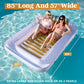 SLOOSH Inflatable Tanning Pool Lounger Float  85 x 57 Extra Large Pool Floats mature-themed with Pillow  4 in 1 Suntan Tub Raft Floatie Sunbathing Bed Lounge for Water Blow Up Ball Pit  XL-Golden White