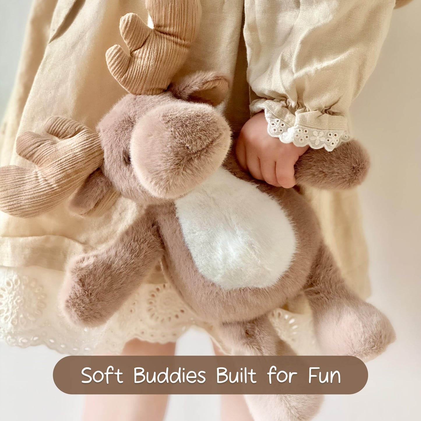Moonkie Hug & Go Bunny Toddler Backpack - Soft Plush Bag with Detachable Toy for Girls Aged 2-4 | Perfect for Daycare | Travel &