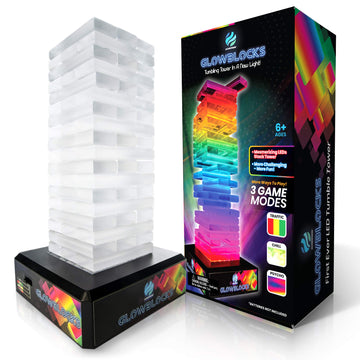 Glowblocks LED Tumbling Tower Game by Glowsphere - Colorful Stacking Game for Kids & Adults - Fun Indoor Family Game Night Activity