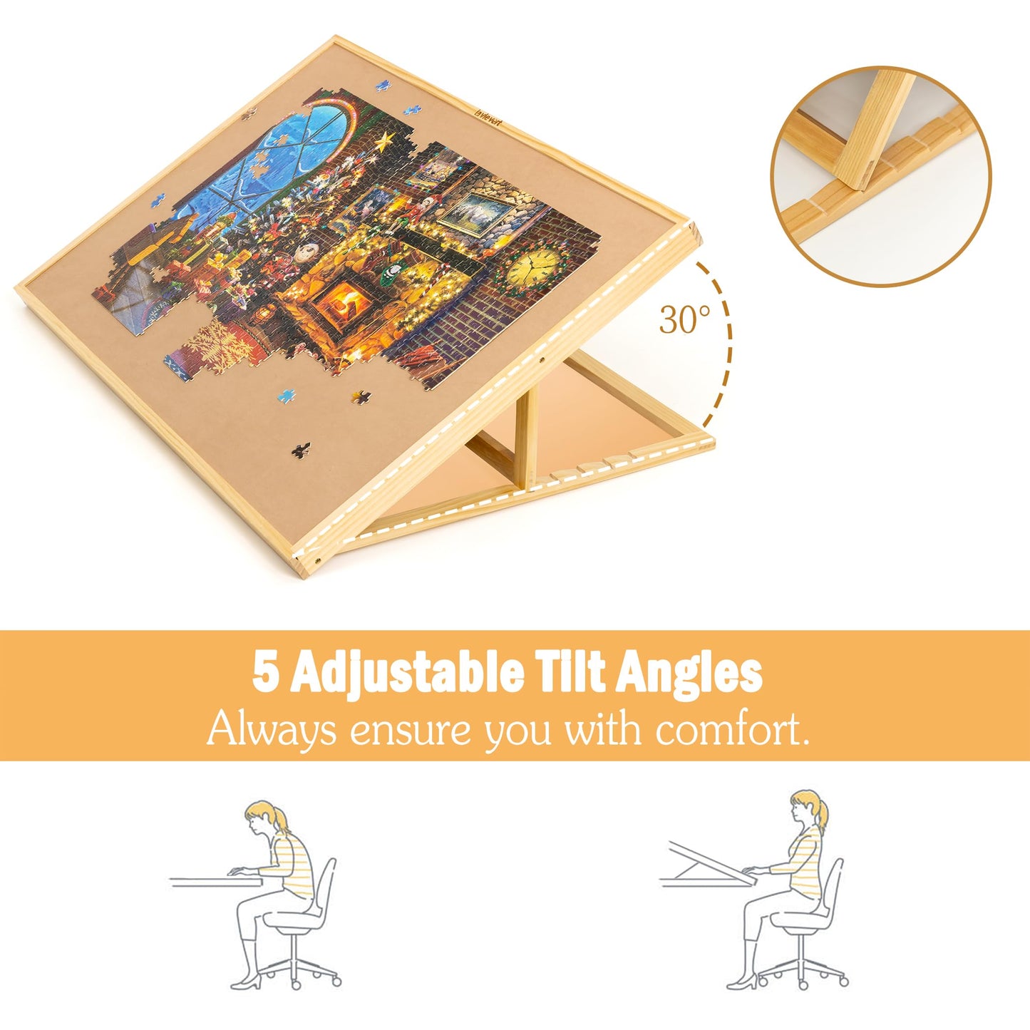 Lavievert 1500 Piece Tilting Jigsaw Puzzle Board With Wooden Cover, Adjustable Puzzle Board With Built-In Easel/Stand, Portable Puzzle Table With Non-Slip Flannel Tabletop For Adults & Kids