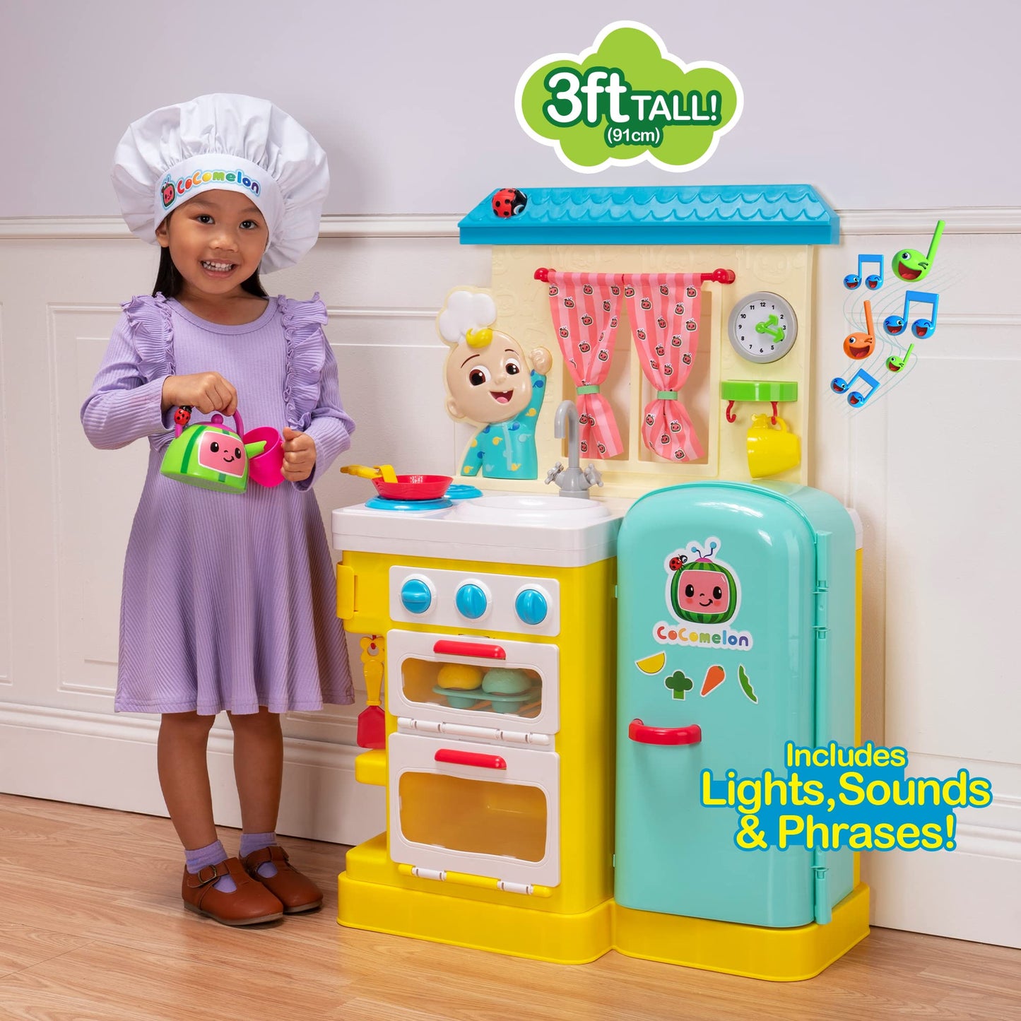 Cocomelon Deluxe Feature Roleplay, Little Kitchen - Includes Interactive Kitchen Accessories - Toys For Kids And Preschoolers