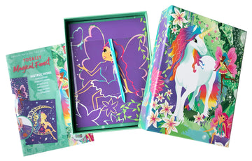 BOX CANDIY Totally Magical Forest Fairies and Unicorns Scratch Art Set in Keepsake Box