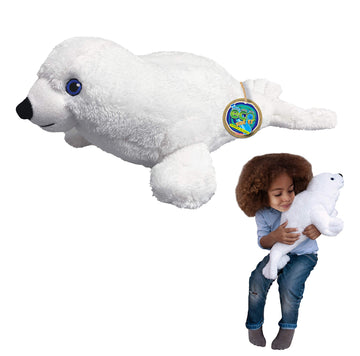 Ecobuddiez - Harp Seal From Deluxebase. 20 Inch Harp Seal Plush Toy. Eco Friendly Child Safe Seal Stuffed Animal Made From Recycled Plastic Bottles.